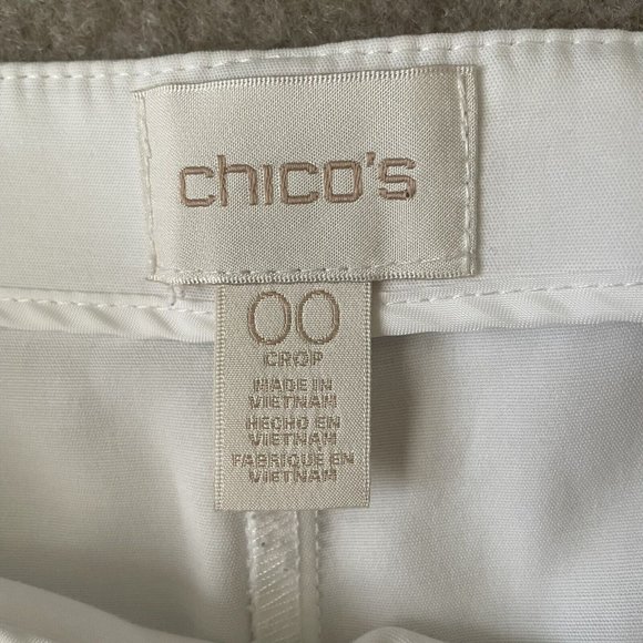 Chico's Pants Womens 00 (Size 2) White Cropped Stretch Side Zip Casual Summer - Picture 4 of 13